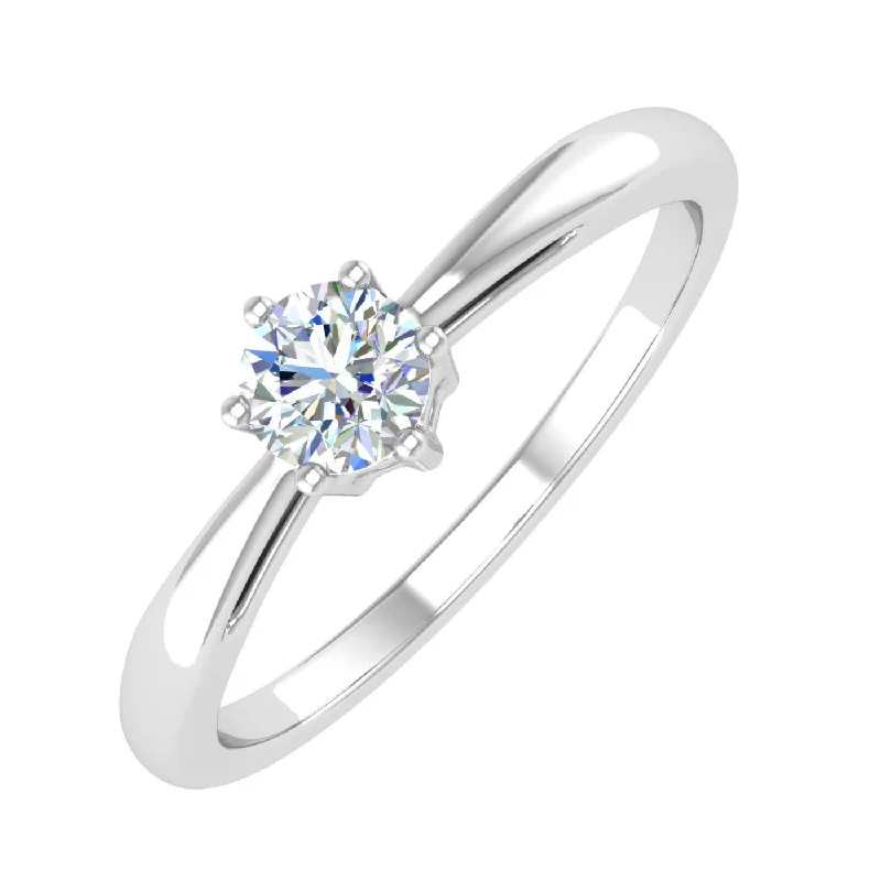 1/4 Carat 6-Prong Set Diamond Solitaire Engagement Ring Band in Gold