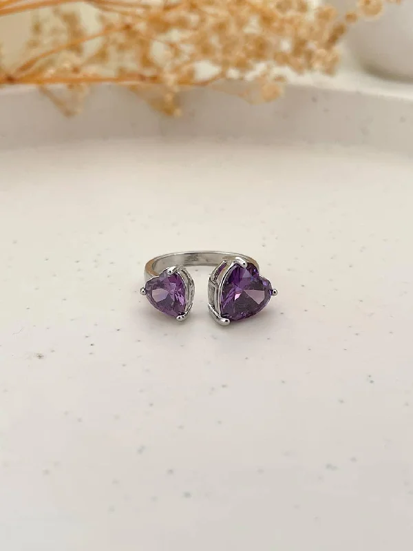 Amethyst Two Heart Ring