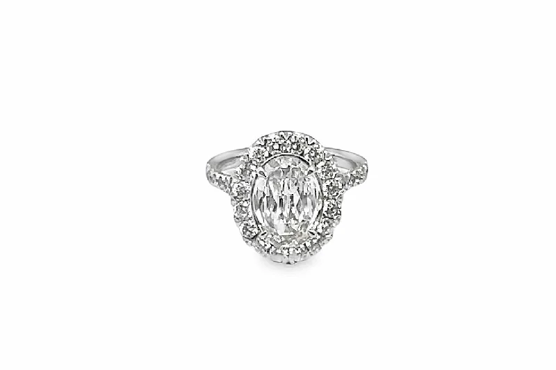 Christopher Designs Oval Lab Grown Crisscut Diamond Halo Pre-set Engagement Ring