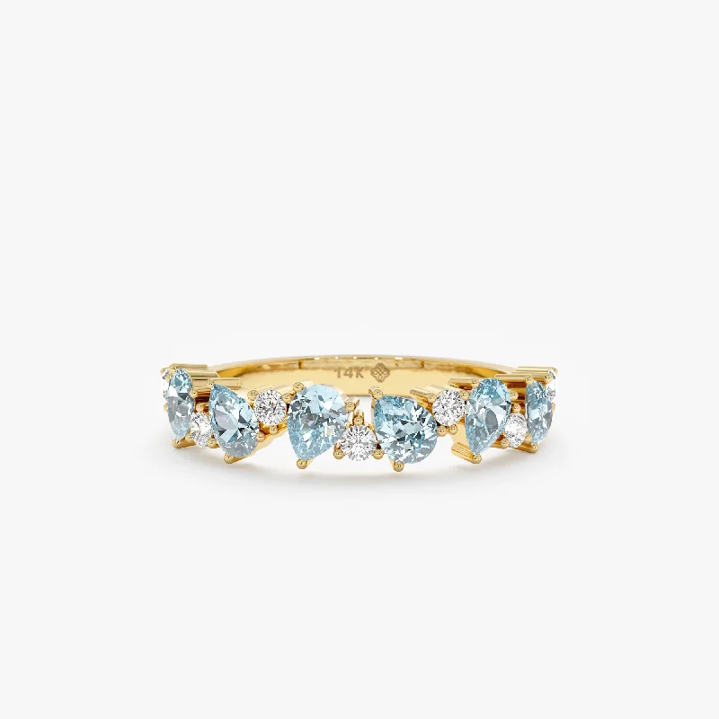 Diamond and Pear-Cut Aquamarine Ring, Yuna