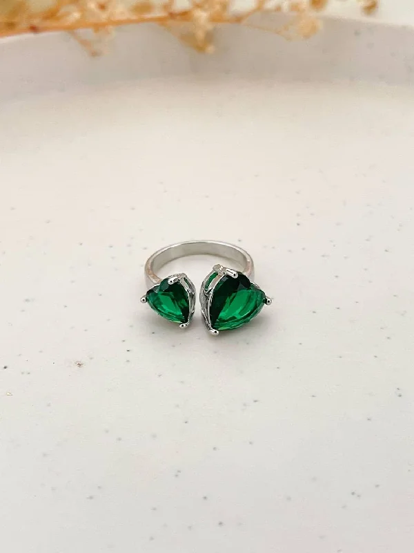 Emerald Green Stone Silver Ring