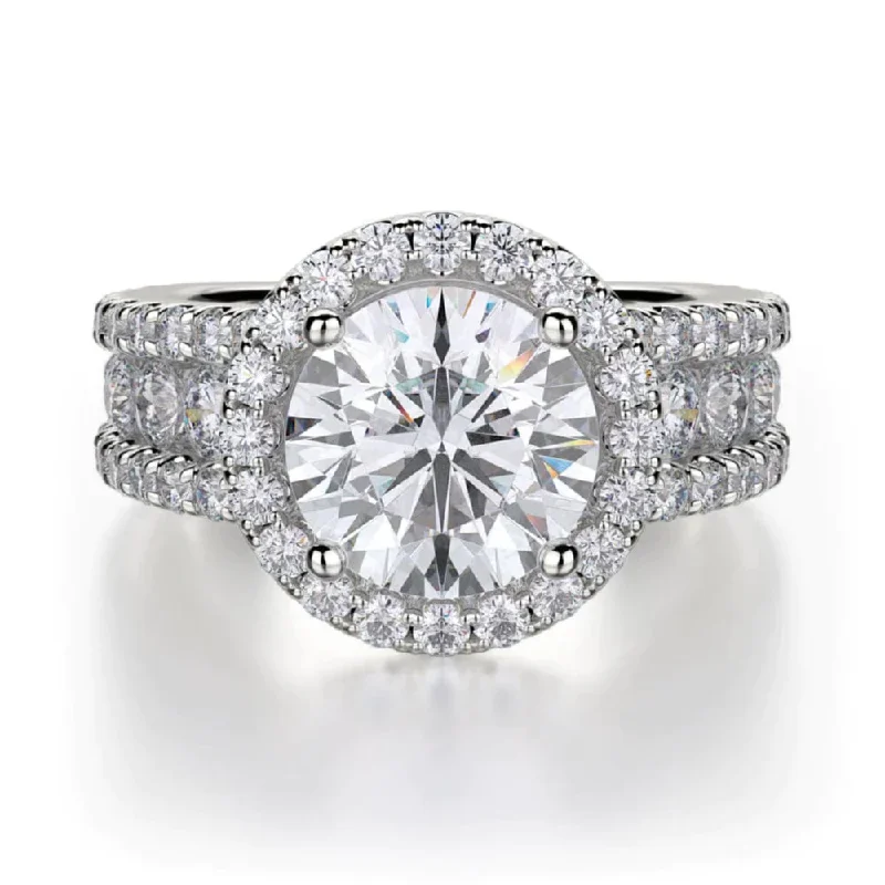 Michael M Round Diamond Halo Engagement Ring