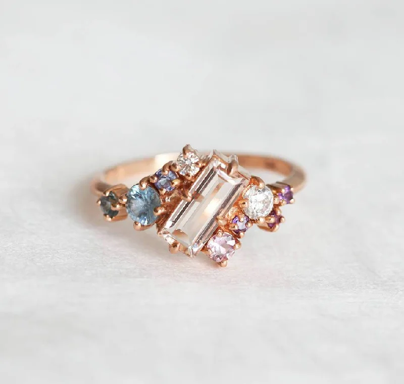 Lila Morganite Cluster Ring