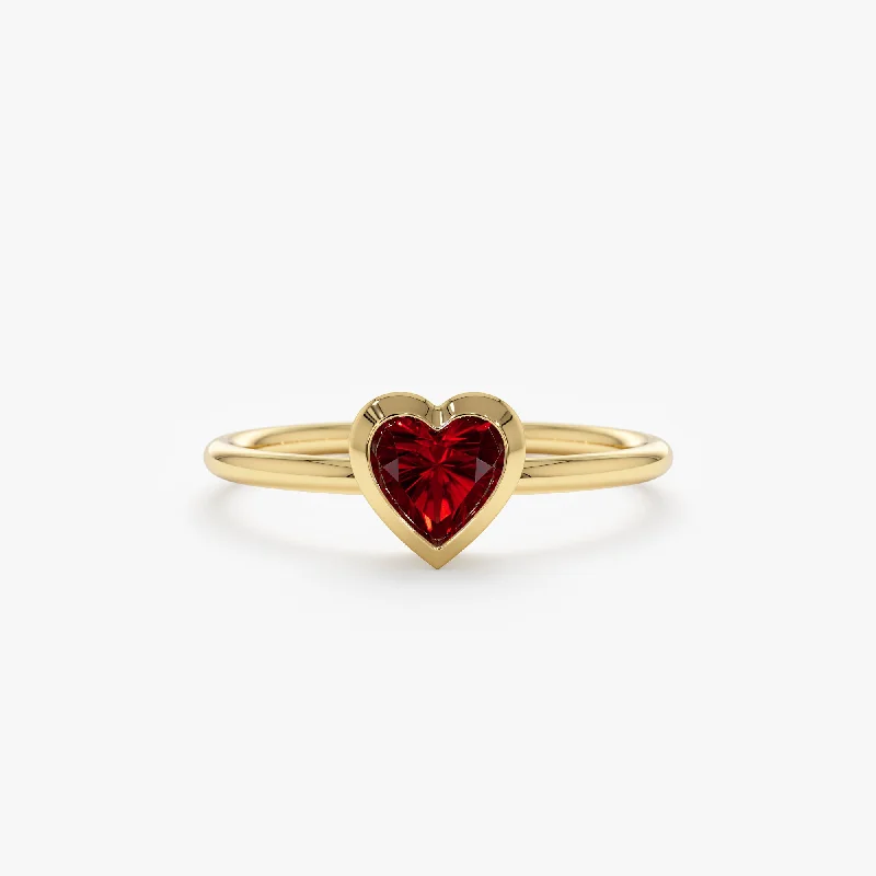 Natural Garnet Heart Ring, Ashly