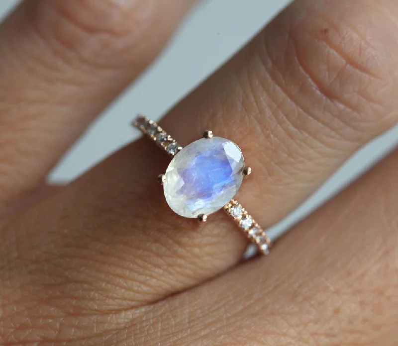 Stella Oval Moonstone Diamond Ring