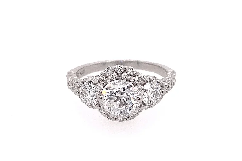 Sasha Primak Round Trio Halo Engagement Ring Semi-Mount