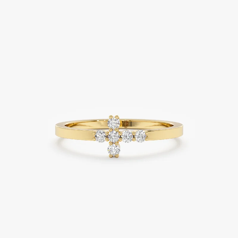 Sideways Diamond Cross Ring, Thea