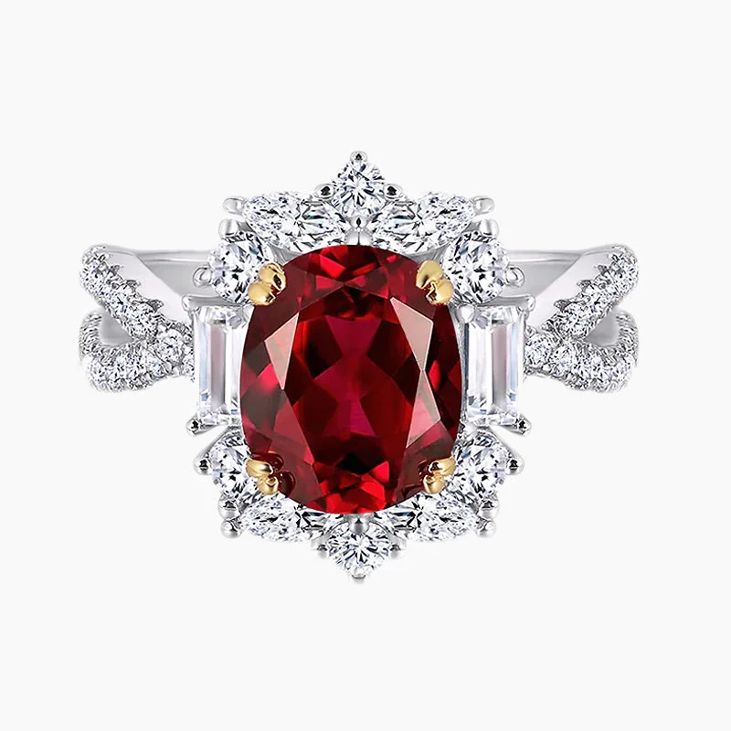 Vintage Oval Ruby Sterling Silver Ring