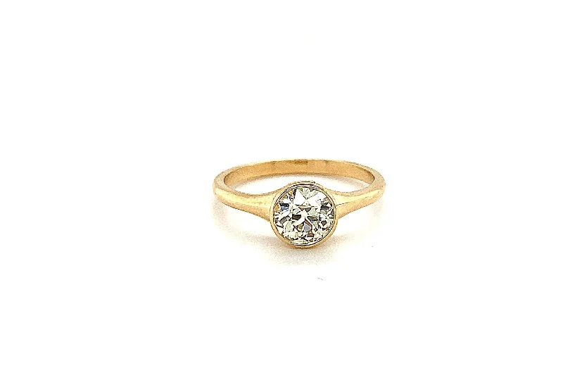 Yellow Gold Old Mine Diamond Bezel Ring