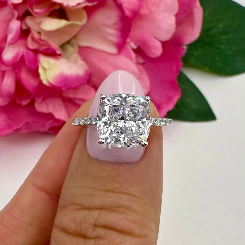 3 ctw Cushion Accented Solitaire Ring