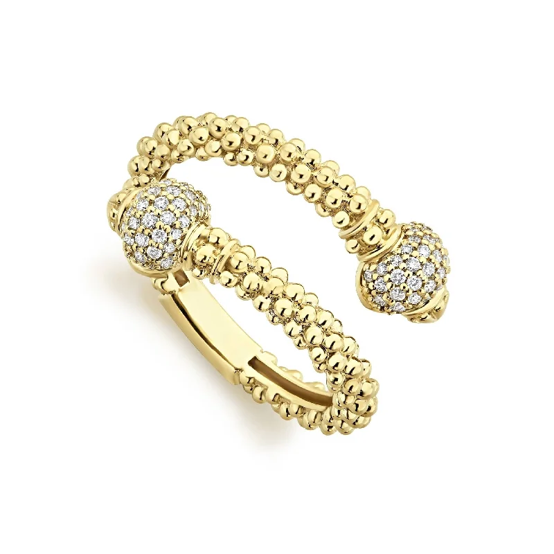 Caviar Gold 18K Gold Diamond Ball Wrap Ring