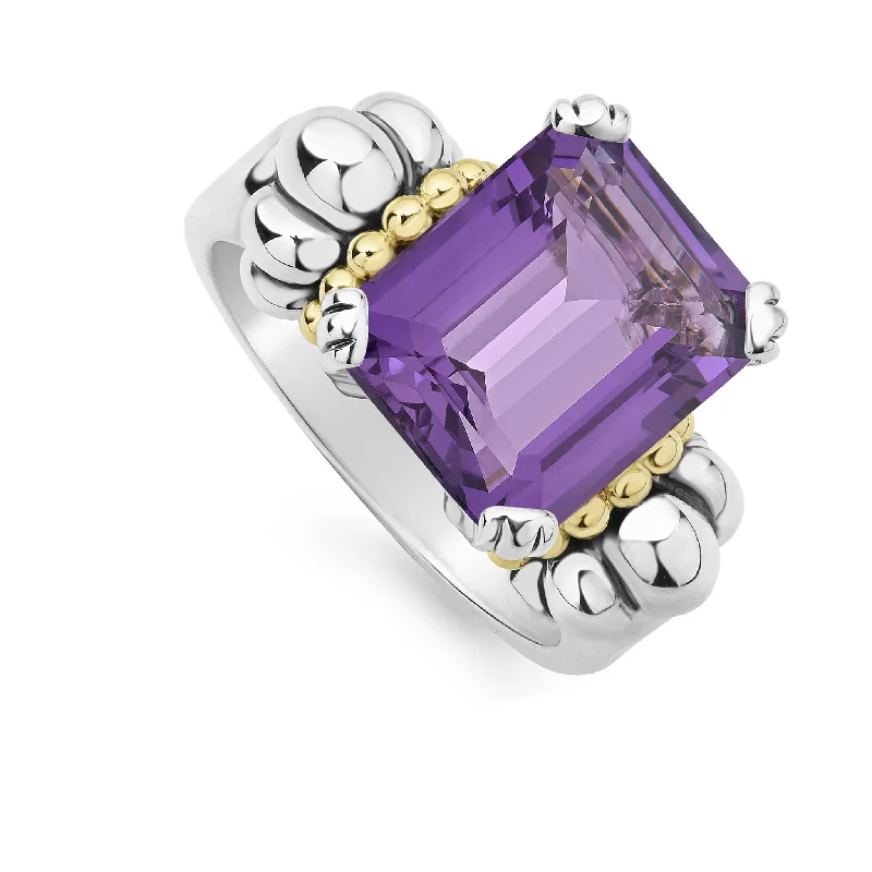 Glacier Medium Emerald-Cut Amethyst Ring