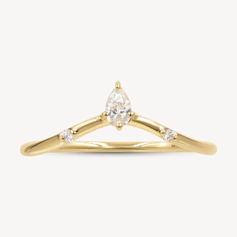 Pear Diamond Arch Ring