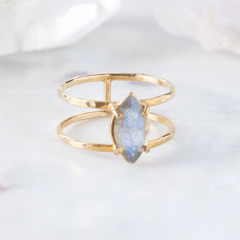 The Labradorite Cage Ring | 14K Yellow Gold