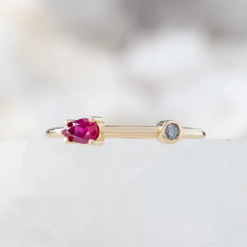 The Ruby + Diamond Horizon Ring | 10K Yellow Gold