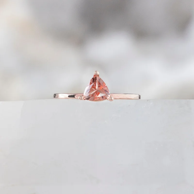 The Sunstone Trillion Stacking Ring | 14K Rose Gold