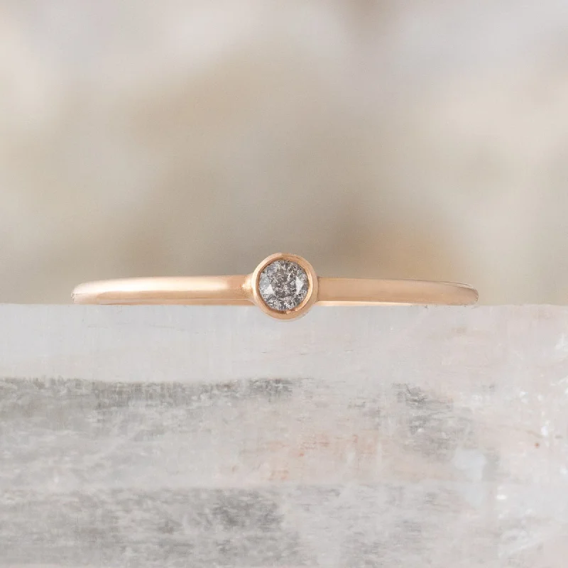 The Teensy Custom Salt and Pepper Diamond Stacking Ring | 14K Rose Gold