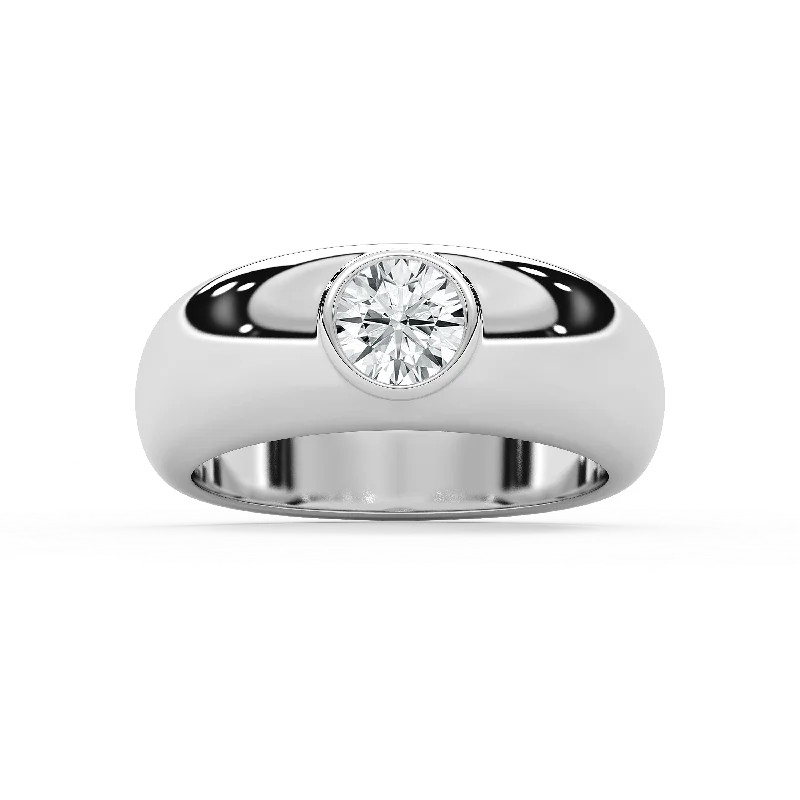 Domed Round Bezel Solitaire Band