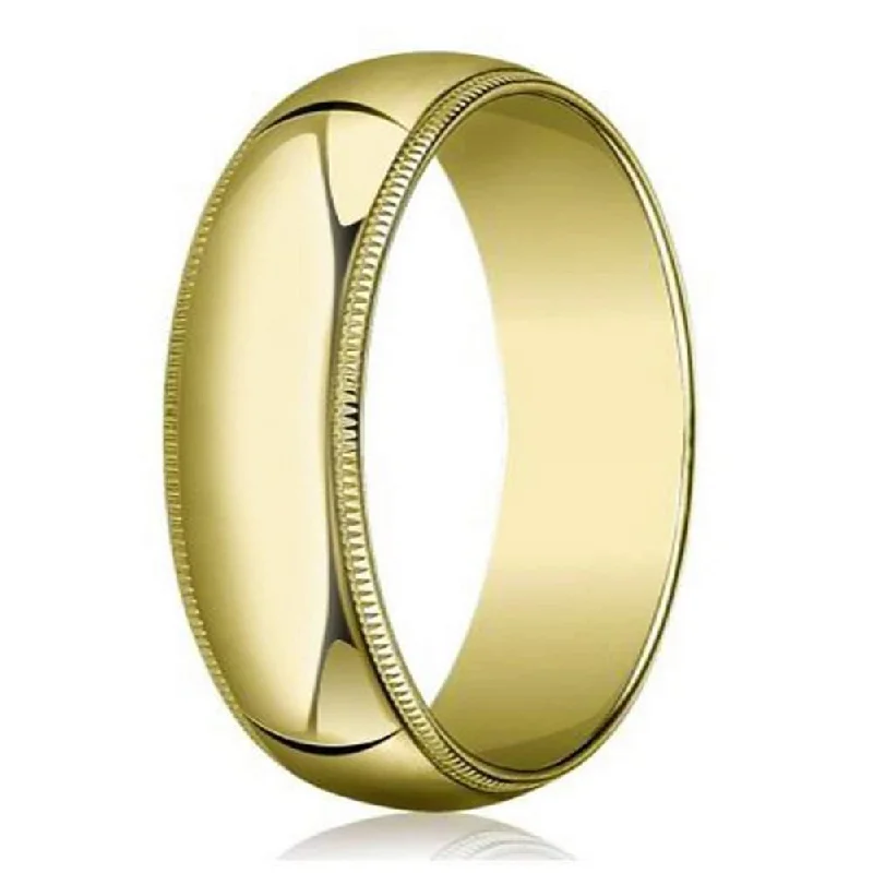 Men's 6mm Traditional Fit Milgrain 14k Yellow Gold Wedding Band