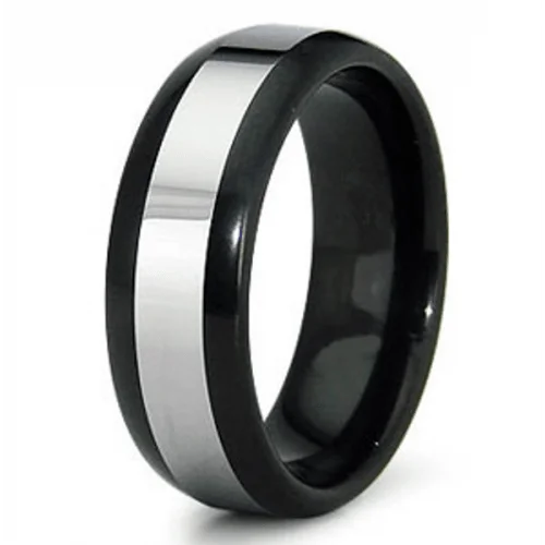 8 mm High Polished Two Tone Tungsten Band