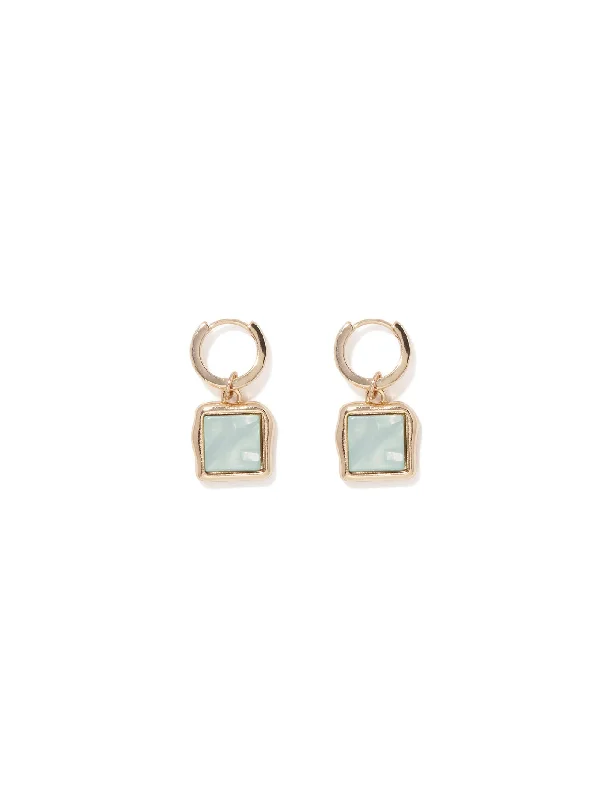 Esme Square Stone Hoop Earrings