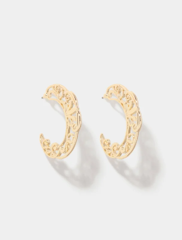 Farah Filigree Hoop Earrings