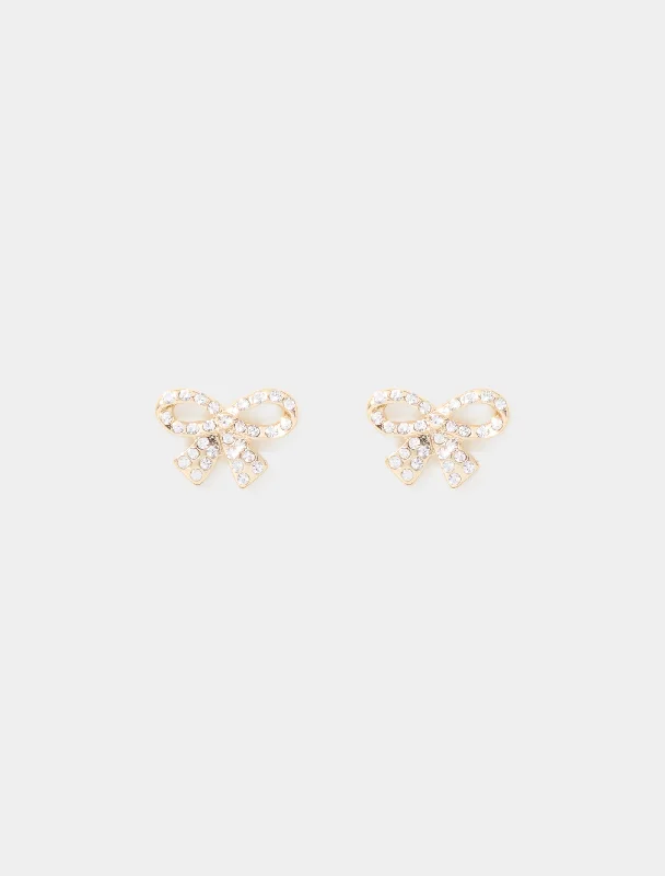 Gabi Glass Stone Bow Stud Earrings