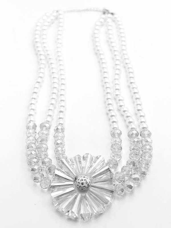 Odette Women White Pearls And Crystals Neckpiece