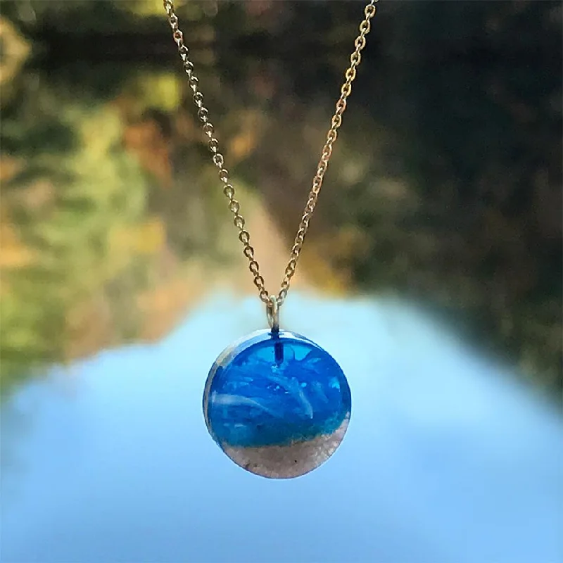 Discounted Luxury Jewelry – Shine Without The Splurge Eco-Resin Necklace - Sand and Sky, Colombia