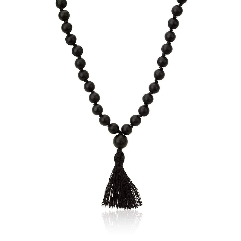 Exclusive Jewelry Sale – Limited-Time Discounts LH x JA Akasha Onyx Mala Bead Tassel Necklace | Ready to Ship
