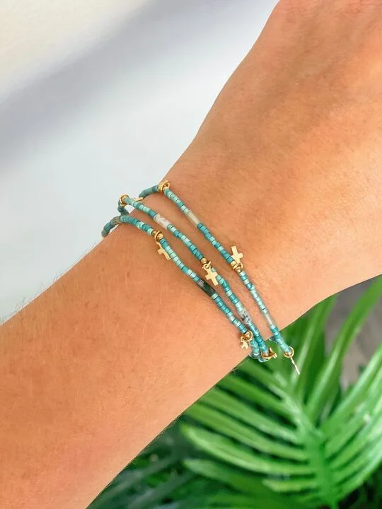 Accessorize For Less – Luxury Jewelry At Affordable Prices Semi Precious Cross Bracelet Set - Green