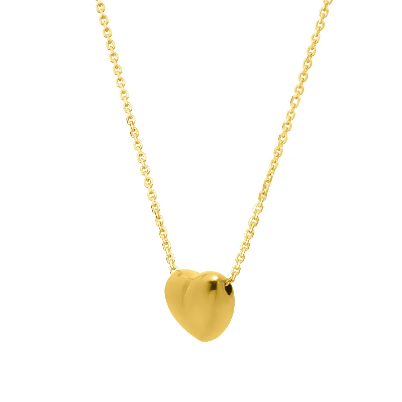 14K Gold Small Puffed Up Heart Necklace