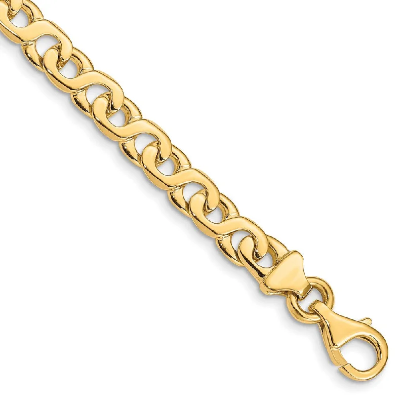 14k Yellow Gold, 6mm Fancy Figure-8 Link Chain Bracelet