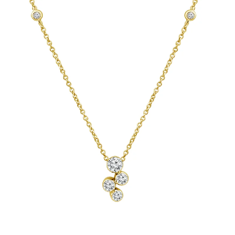 14K Yellow Gold Lab Grown Diamond Bubbles Drop Pendant Necklace