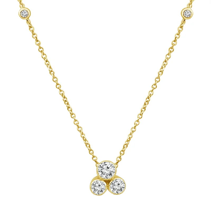 14K Yellow Gold Lab Grown Diamonds Flower Pendant Necklace