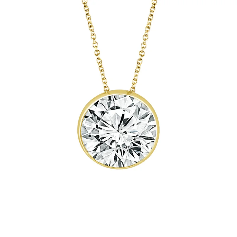 14K Yellow Gold Lab Grown Diamonds Solitaire Pendant Necklace