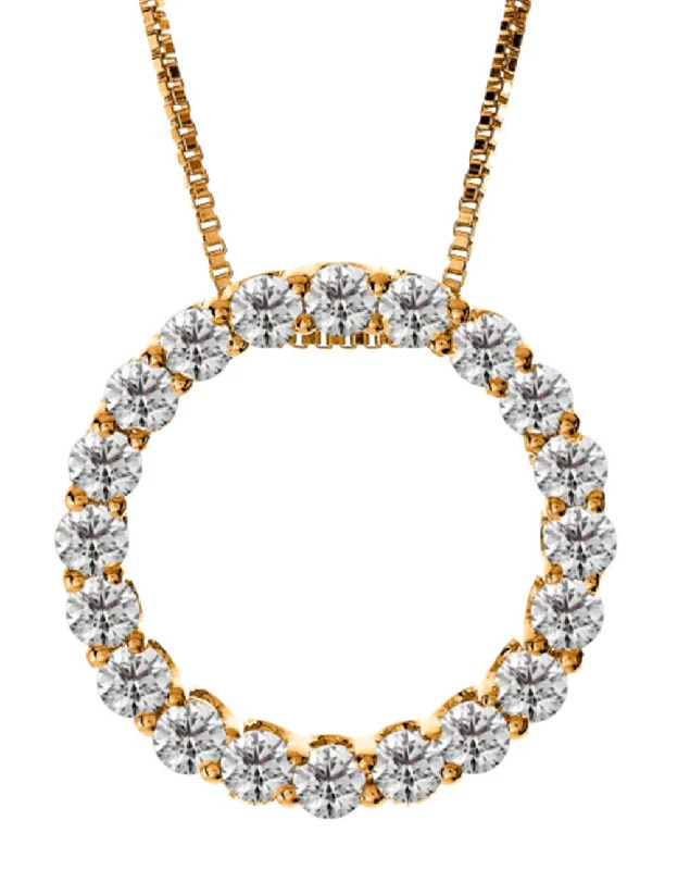 14K Yellow Gold Natural Diamonds Circle Pendant