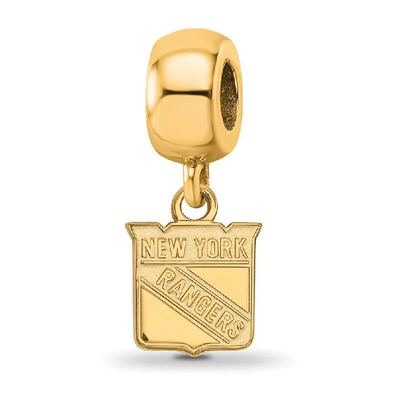 14K Yellow Gold Plated Sterling Silver NHL NY Rangers XS Dangle Bead