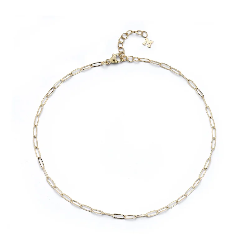 14kt Small Paperclip Chain Anklet