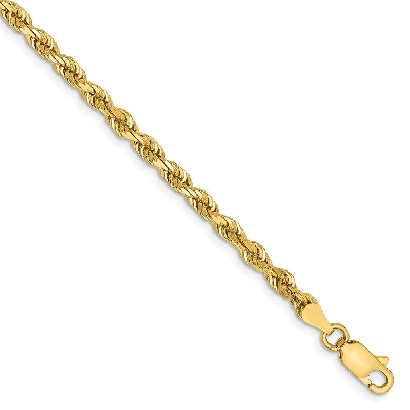 3.35mm, 14k Yellow Gold, D/C Quadruple Rope Chain Bracelet