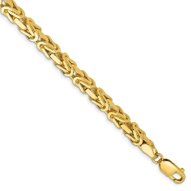 5.25mm, 14k Yellow Gold, Solid Byzantine Chain Bracelet