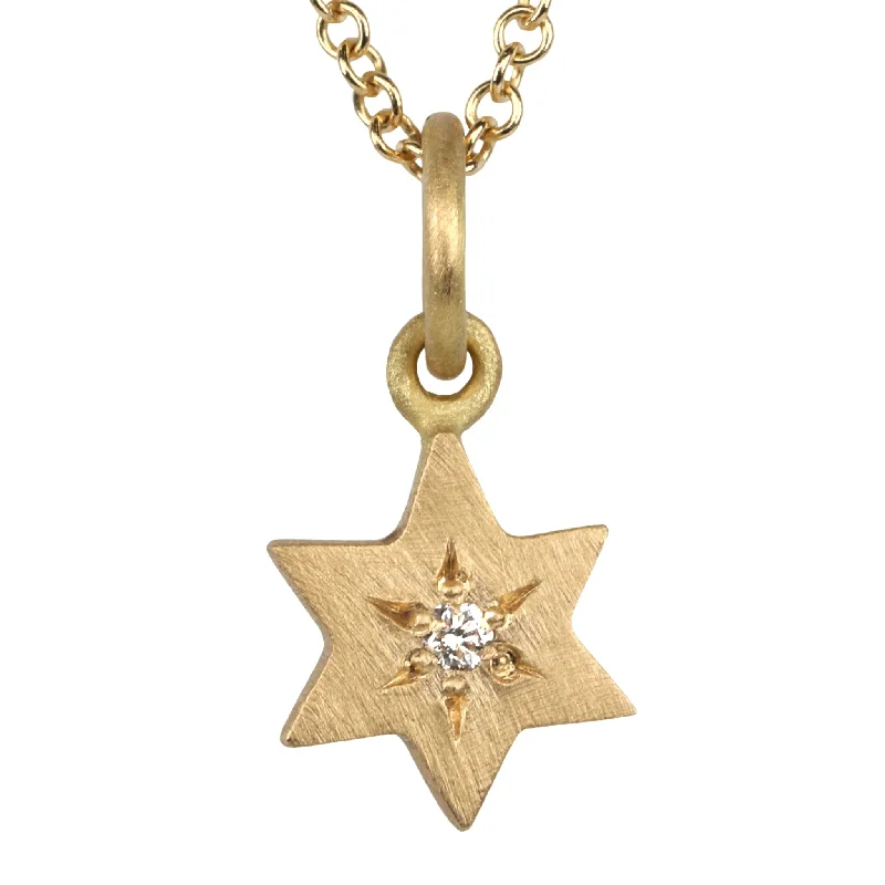 18K Gold "Star of David" Pendant with Diamond