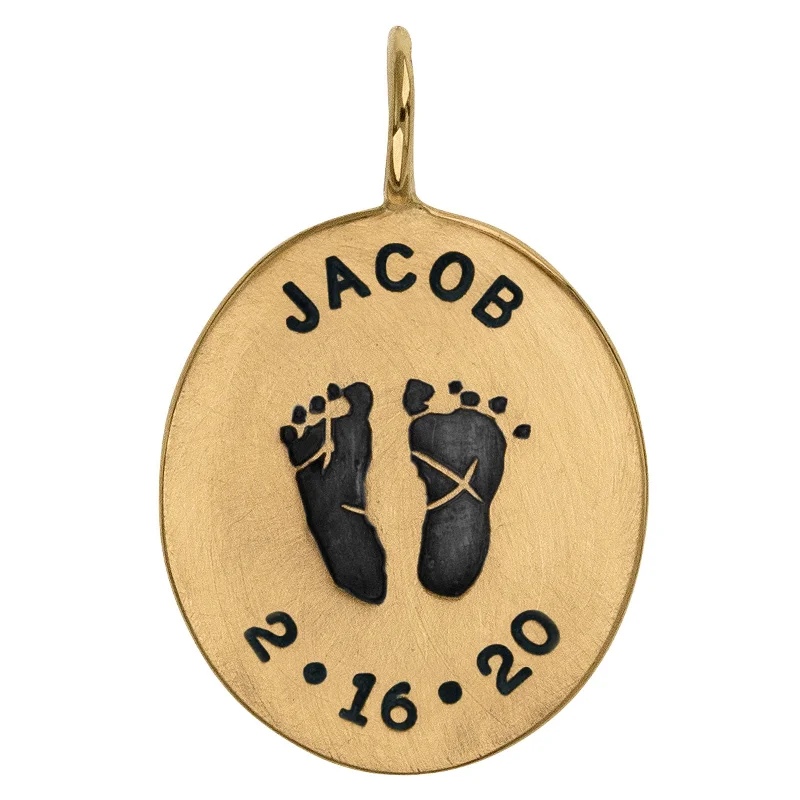 Baby Feet Oval Charm