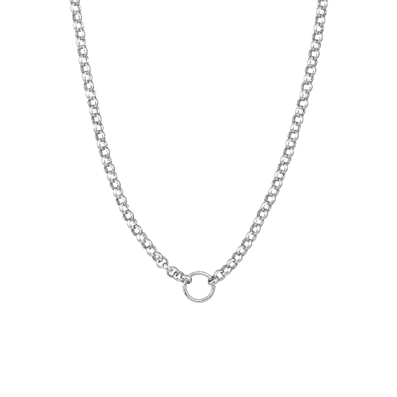 Charm-Ready Hollow Rolo Chain Adj. Necklace