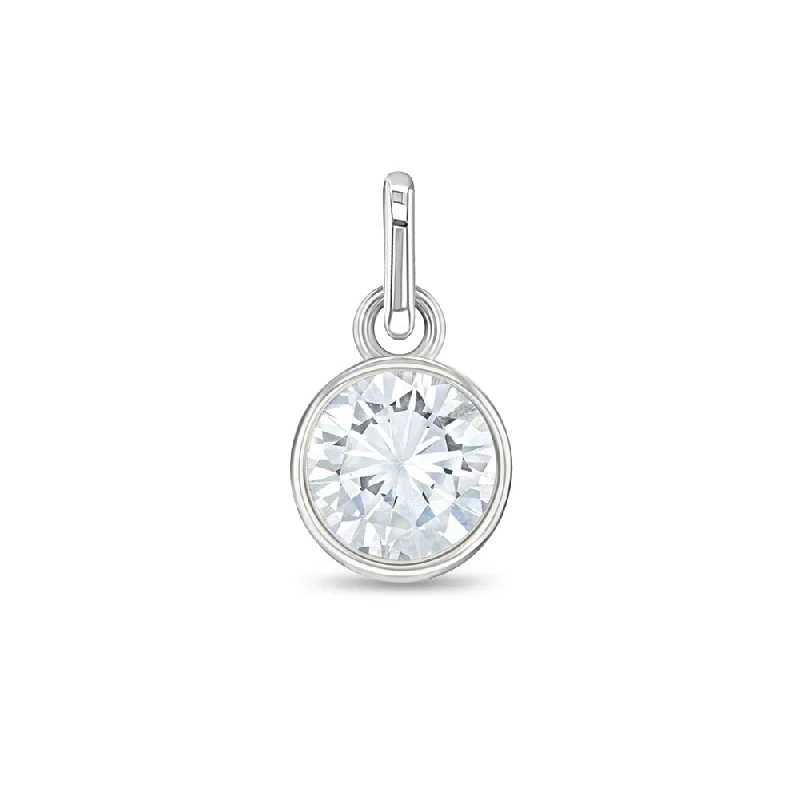 CZ Birthstone Charm April – Diamond Kids / Children's / Girls for Charm Bracelet - Sterling Silver