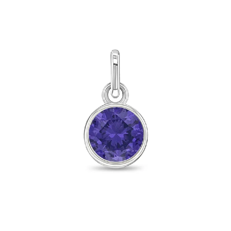 CZ Birthstone Charm February – Amethyst Kids / Children's / Girls for Charm Bracelet - Sterling Silver