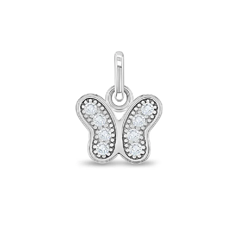 CZ Butterfly Charm Clear Kids / Children's / Girls for Charm Bracelet - Sterling Silver