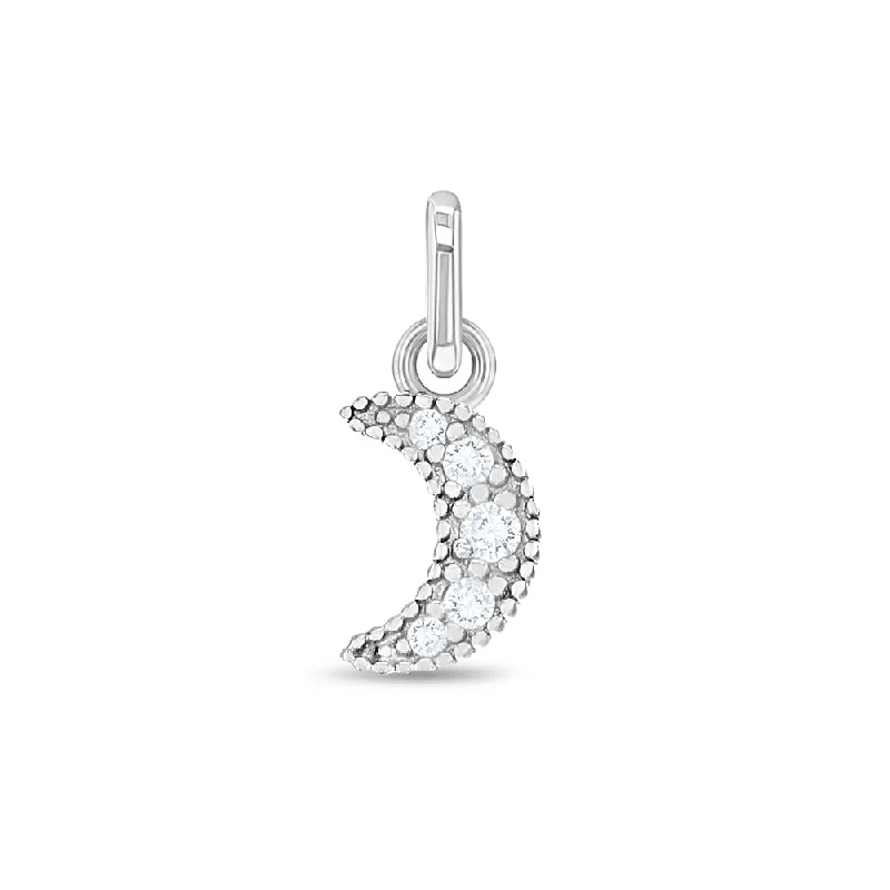 CZ Moon Charm Kids / Children's / Girls for Charm Bracelet - Sterling Silver