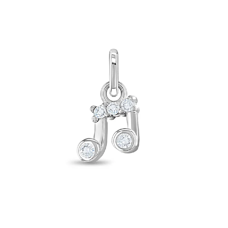 CZ Musical Note Charm Kids / Children's / Girls for Charm Bracelet - Sterling Silver