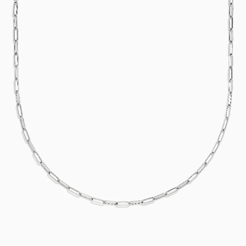 14K White Gold 20" 2.5mm Paperclip Necklace